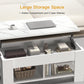 Coffee Table Lift Top with Storage Compartment and Separated Open Shelves (White)