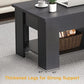 Coffee Table Lift Top with Storage Compartment and Separated Open Shelves (Black)